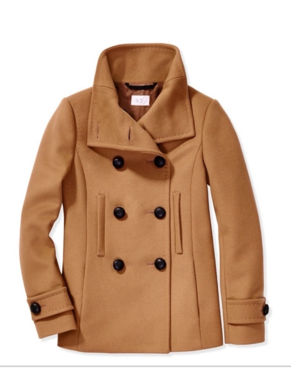 BABATON ‘Howell’ Double-Breasted Wool/Cashmere Camel Tan Peacoat